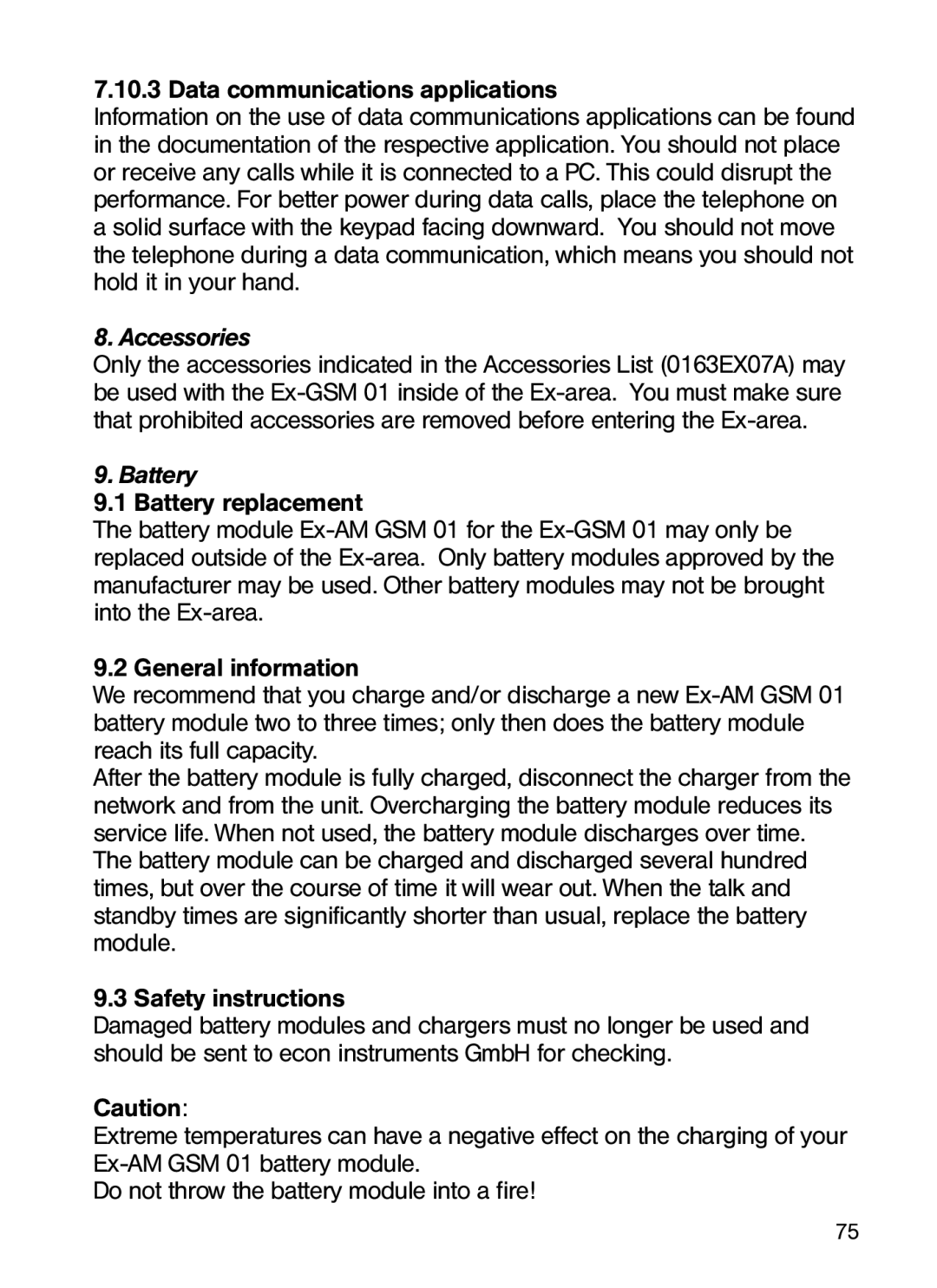 Ecom Instruments Ex-GSM 01 EU operating instructions 