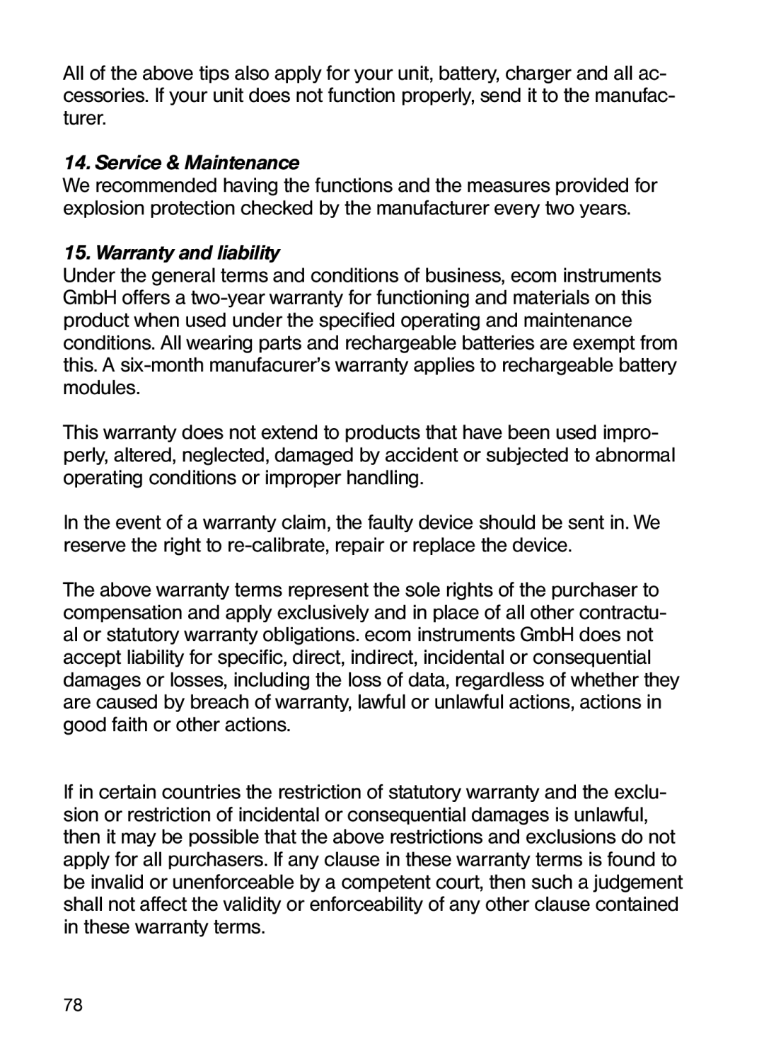 Ecom Instruments Ex-GSM 01 EU operating instructions 