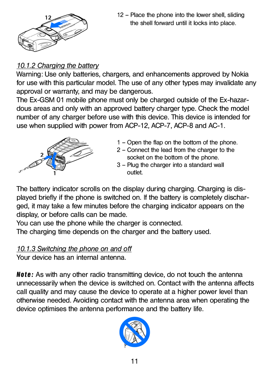 Ecom Instruments Ex-GSM 01 manual Charging the battery 