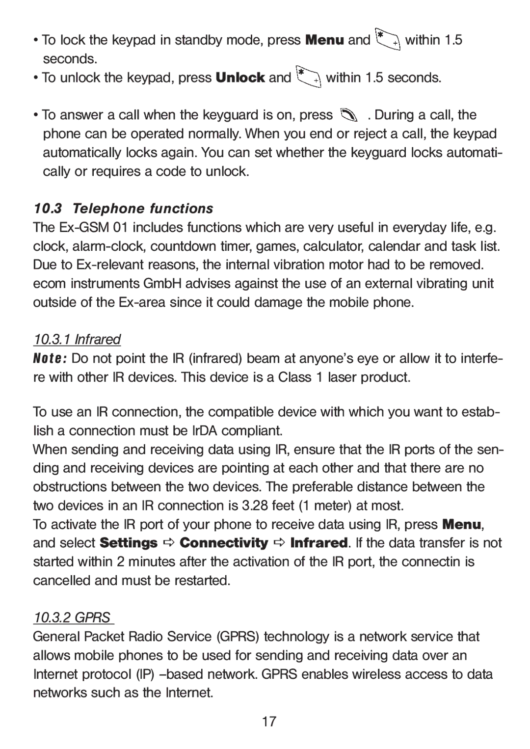 Ecom Instruments Ex-GSM 01 manual 