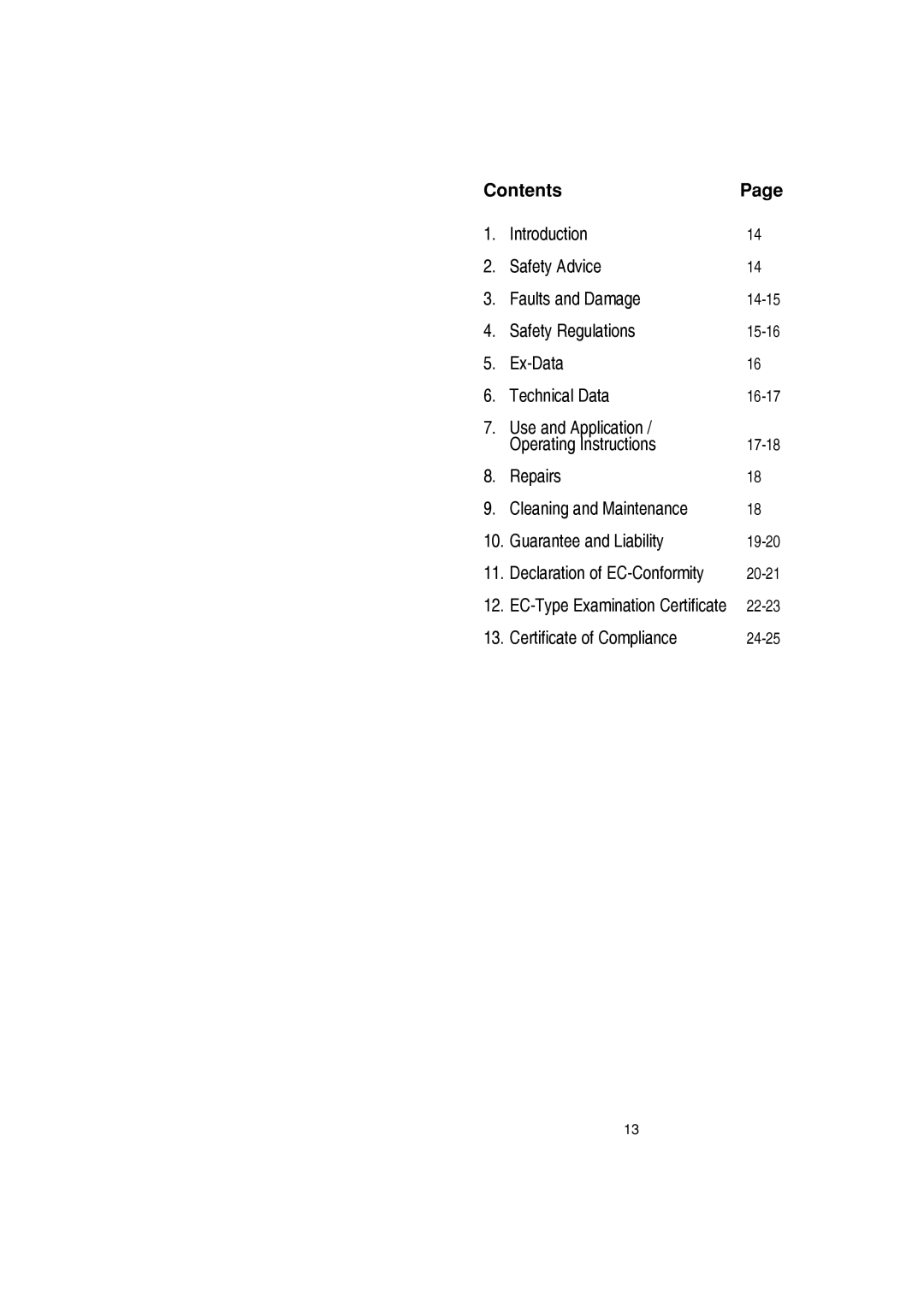 Ecom Instruments Lite-Ex LED 30 manual Contents 