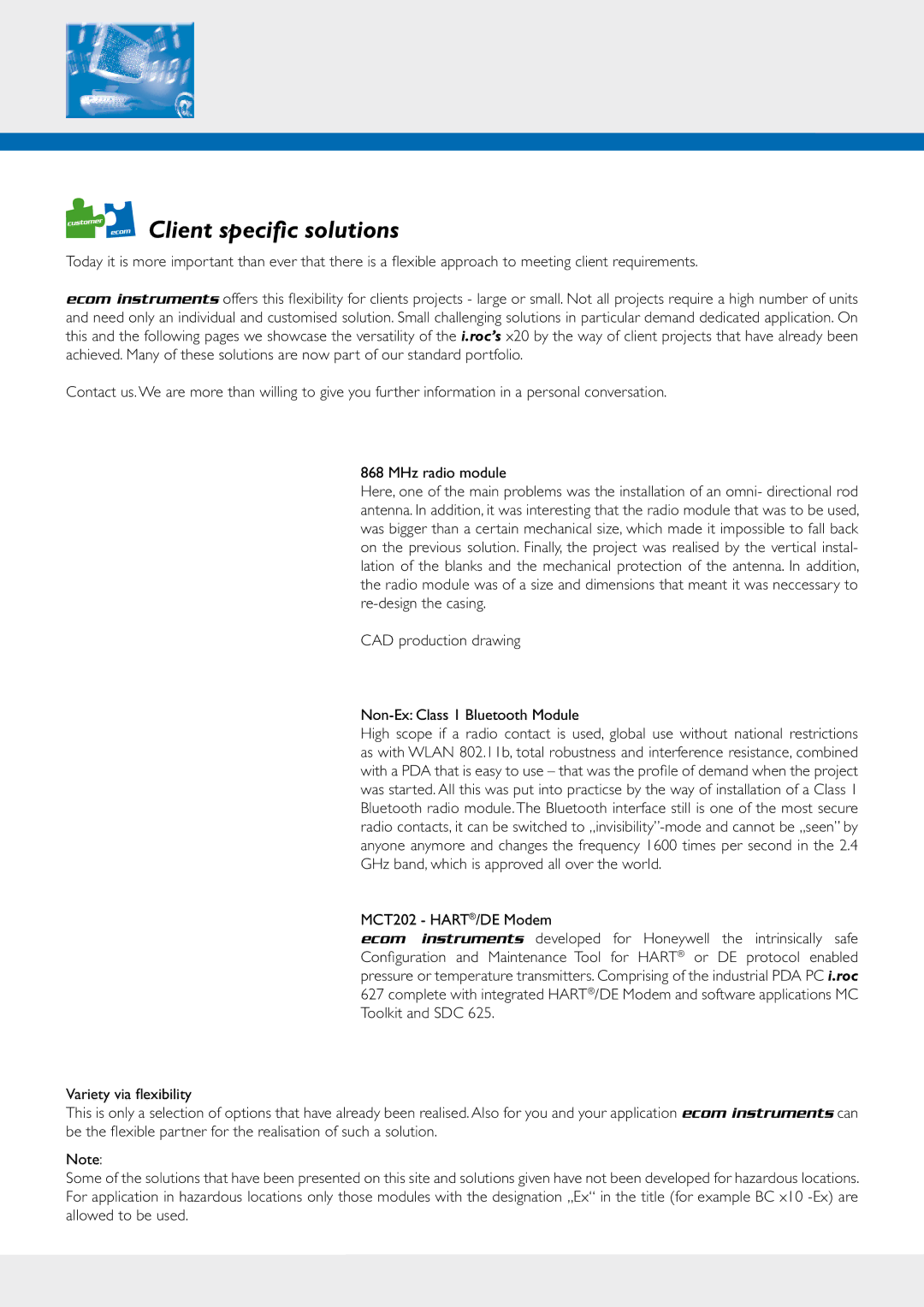 Ecom Instruments X20 dimensions Client specific solutions 