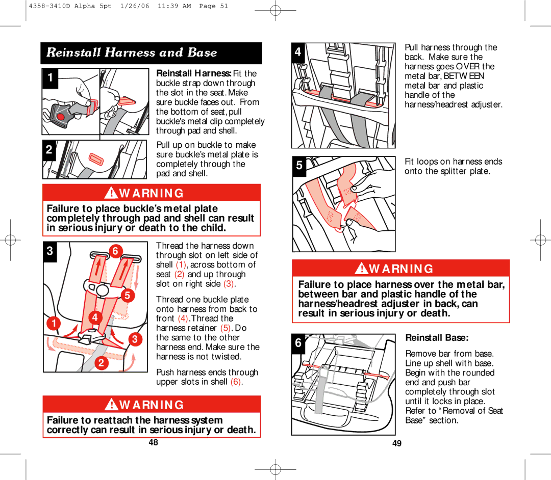 Eddie Bauer 22-750 manual Reinstall Base, End and push bar, Until it locks in place, Base section 