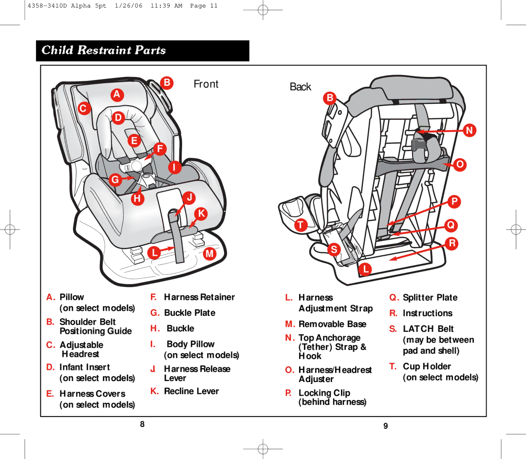 Eddie Bauer 22-750 manual Front Back, Pillow 