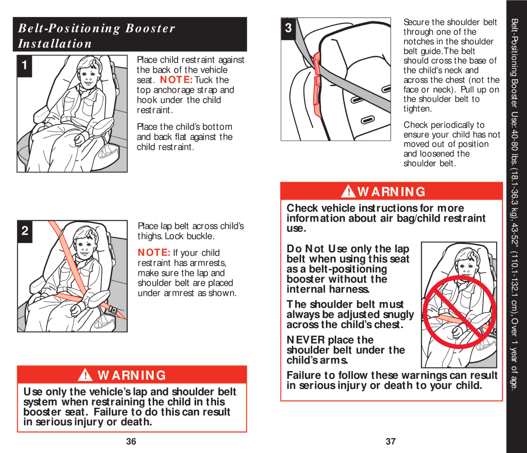 Eddie Bauer 22859 manual Belt-Positioning Booster Installation 