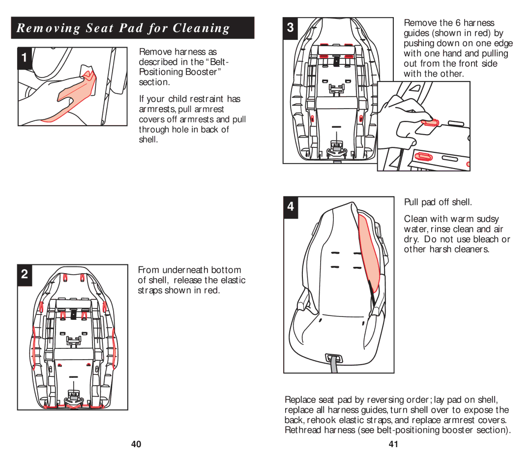 Eddie Bauer 22859 manual Removing Seat Pad for Cleaning, Section 