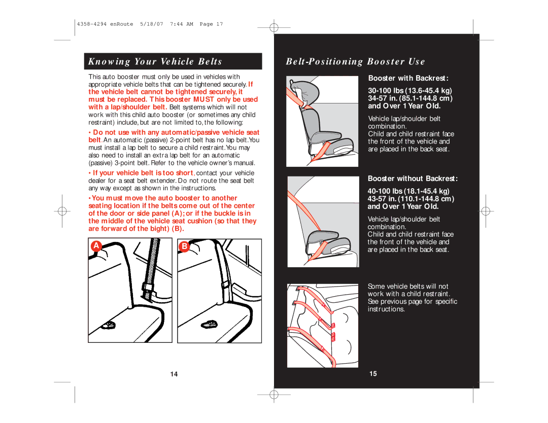 Eddie Bauer enRoute manual Knowing Your Vehicle Belts, Belt-Positioning Booster Use 