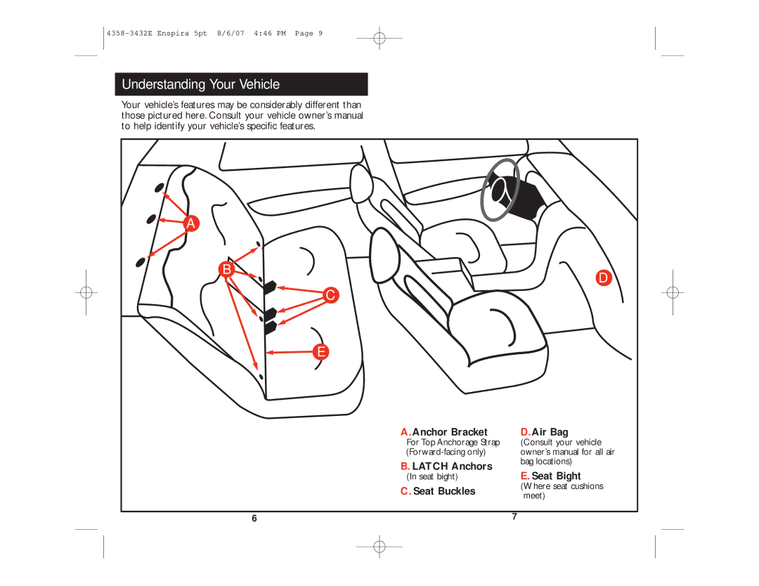 Eddie Bauer 4358-3432E, Enspira manual Understanding Your Vehicle, Anchor Bracket, Latch Anchors 