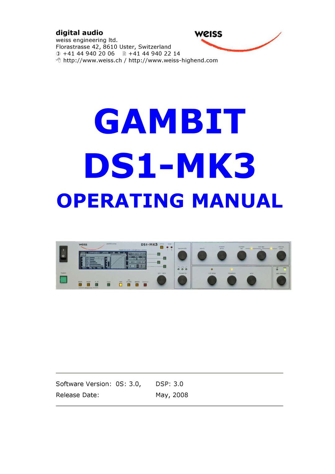 Edelweiss manual Gambit DS1-MK3 