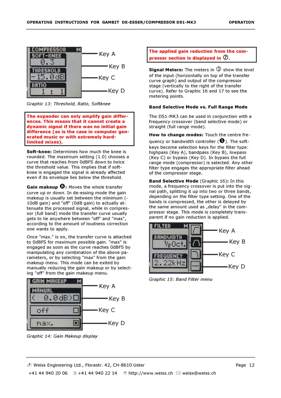 Edelweiss DS1-MK3 manual Graphic 13 Threshold, Ratio, Softknee 