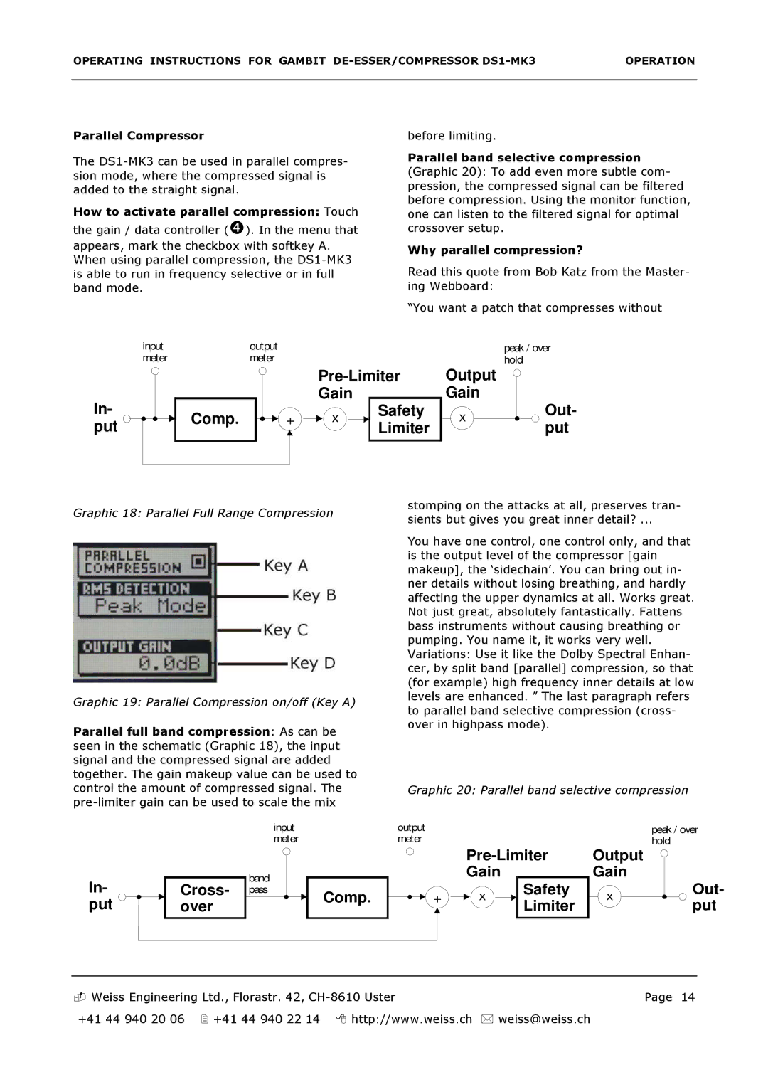 Edelweiss DS1-MK3 manual In- put Comp Pre-Limiter Output GainGain + x Safety Out- put 