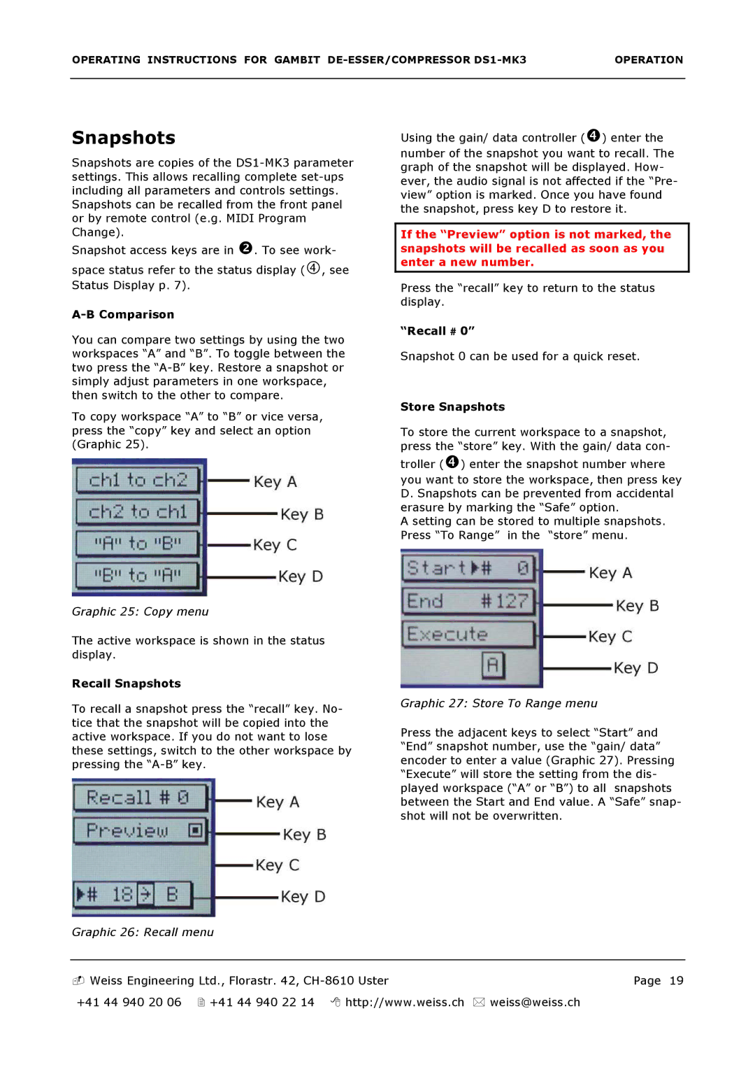 Edelweiss DS1-MK3 manual Snapshots 