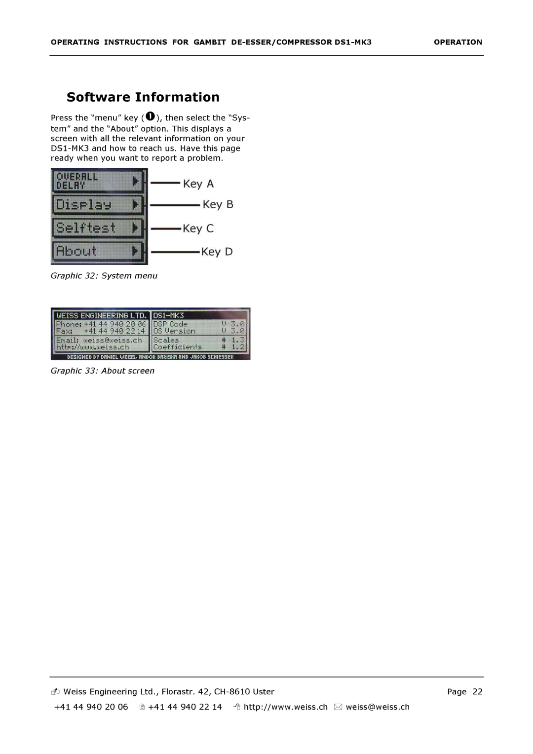 Edelweiss DS1-MK3 manual Software Information 