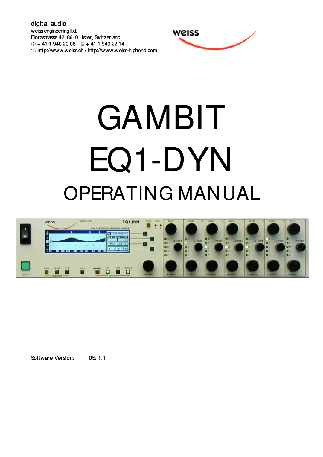 Edelweiss manual GAMBIT EQ1-DYN, Operating Manual 