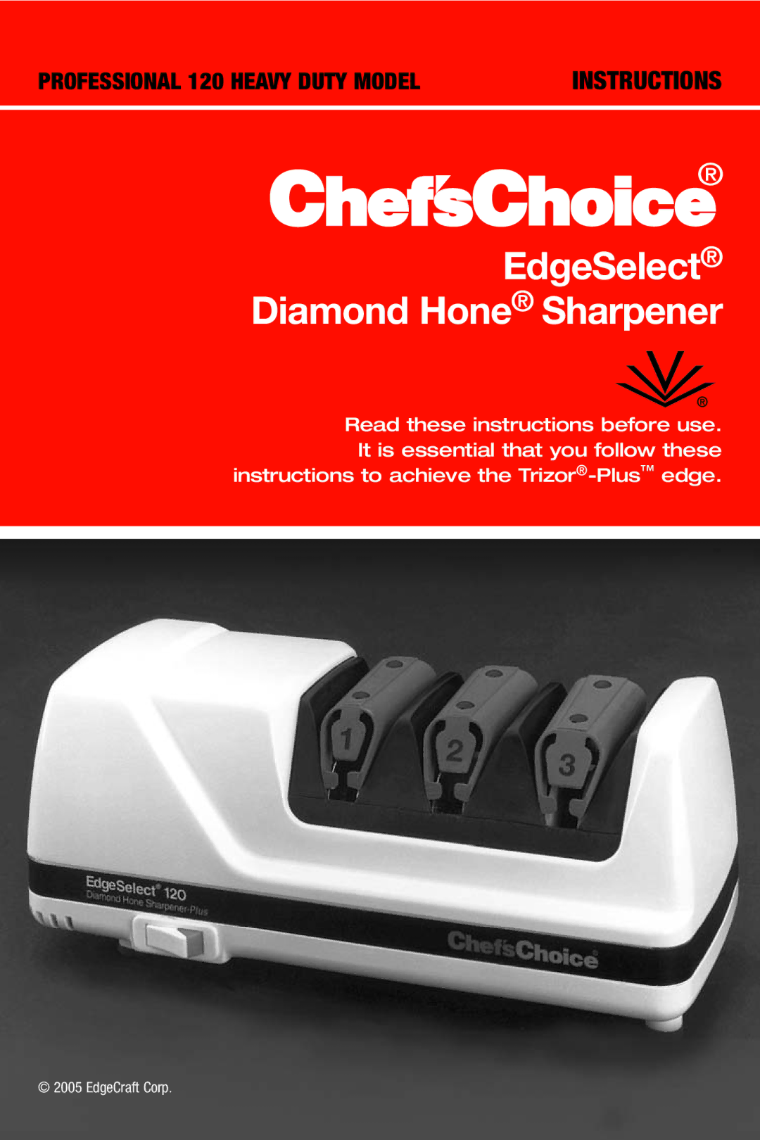 Edge Craft 120 manual EdgeSelect Diamond Hone Sharpener 