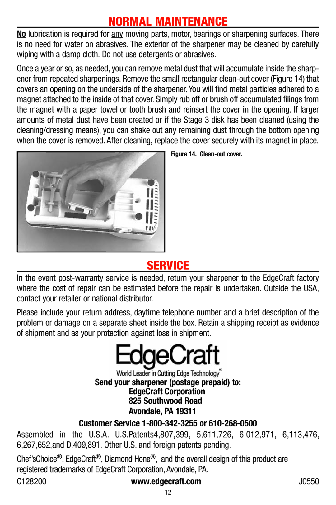 Edge Craft 120 manual Normal Maintenance, Service 