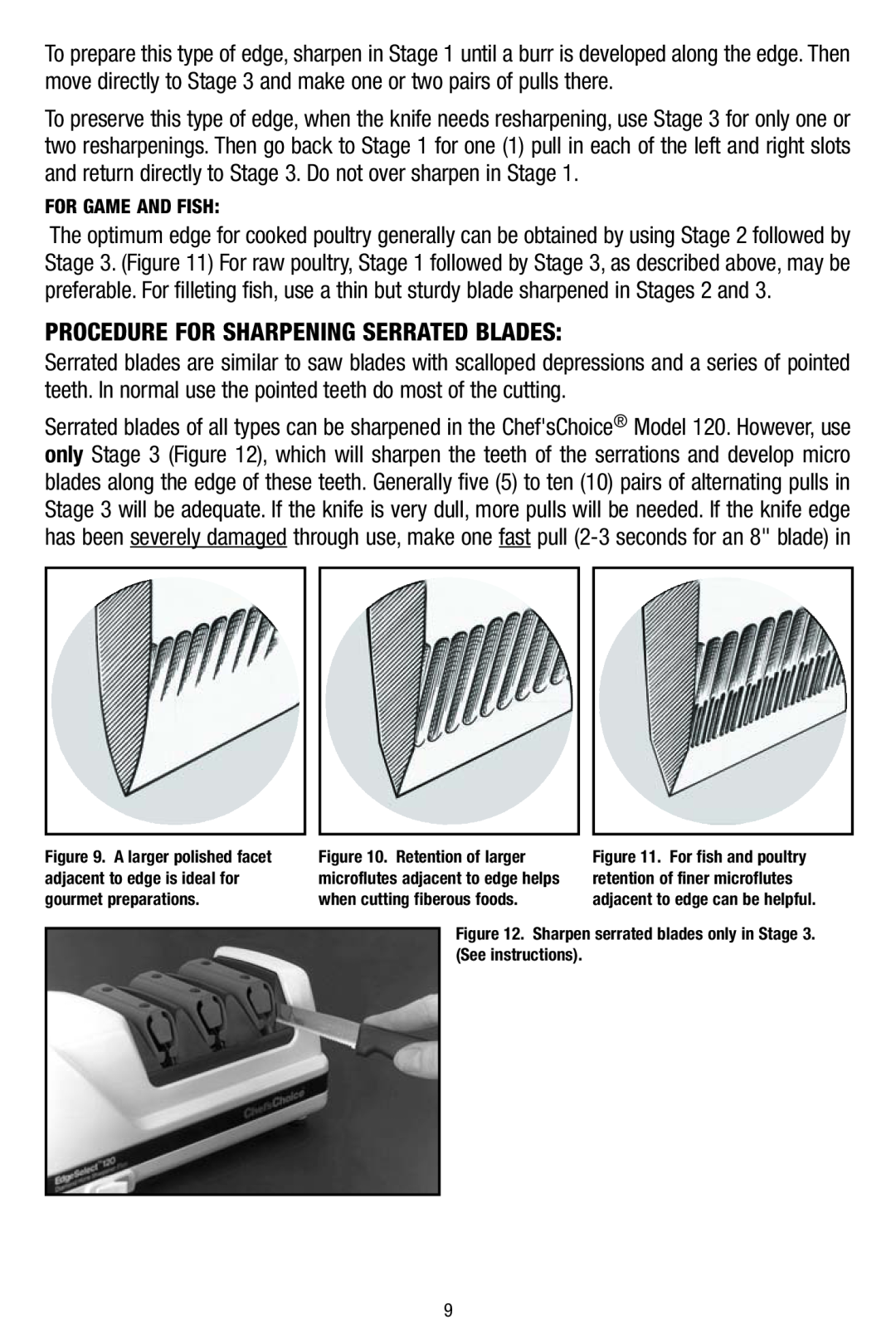 Edge Craft 120 manual Procedure For Sharpening Serrated Blades 