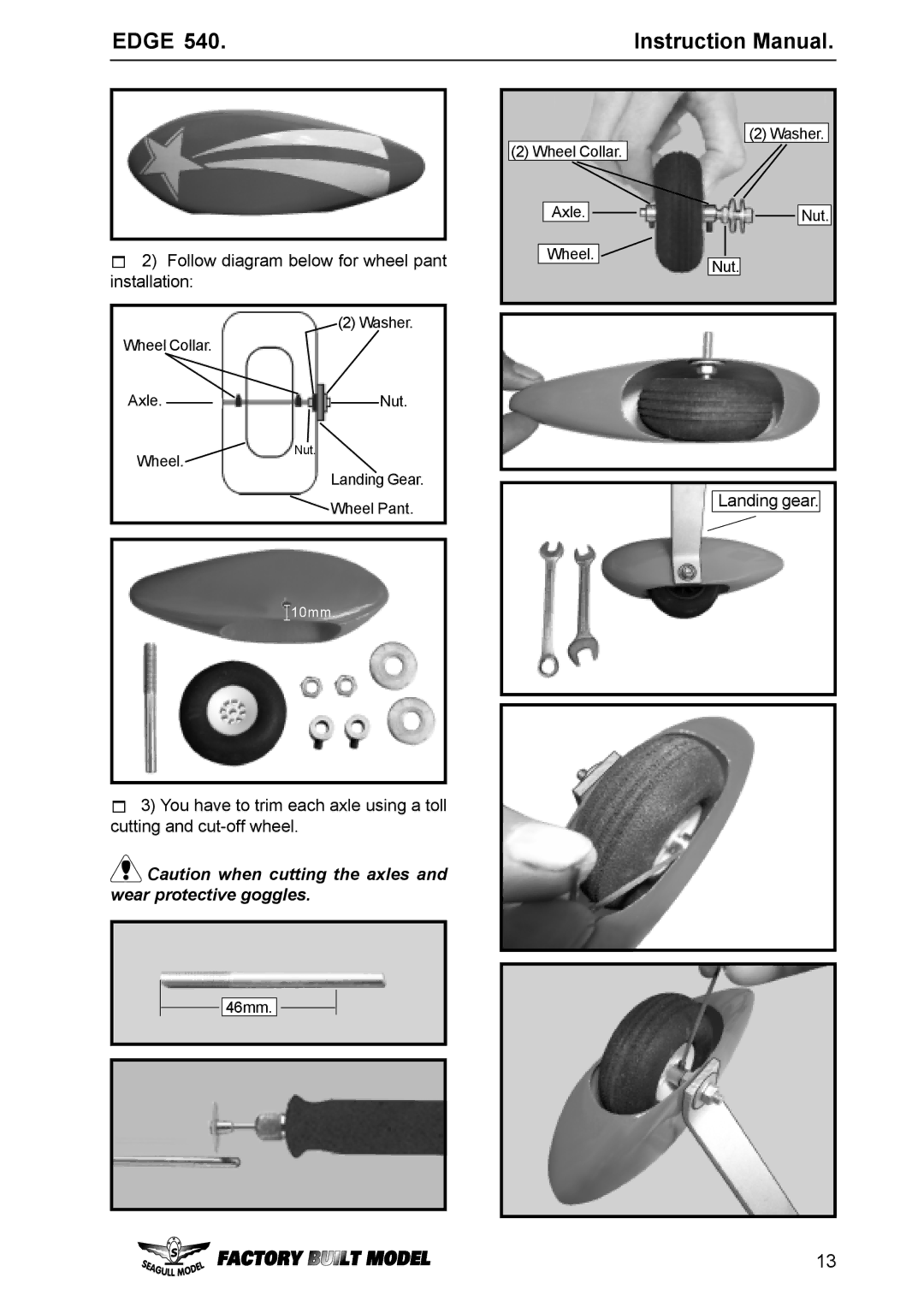 EDGE Tech Edge 540 specifications Follow diagram below for wheel pant installation 