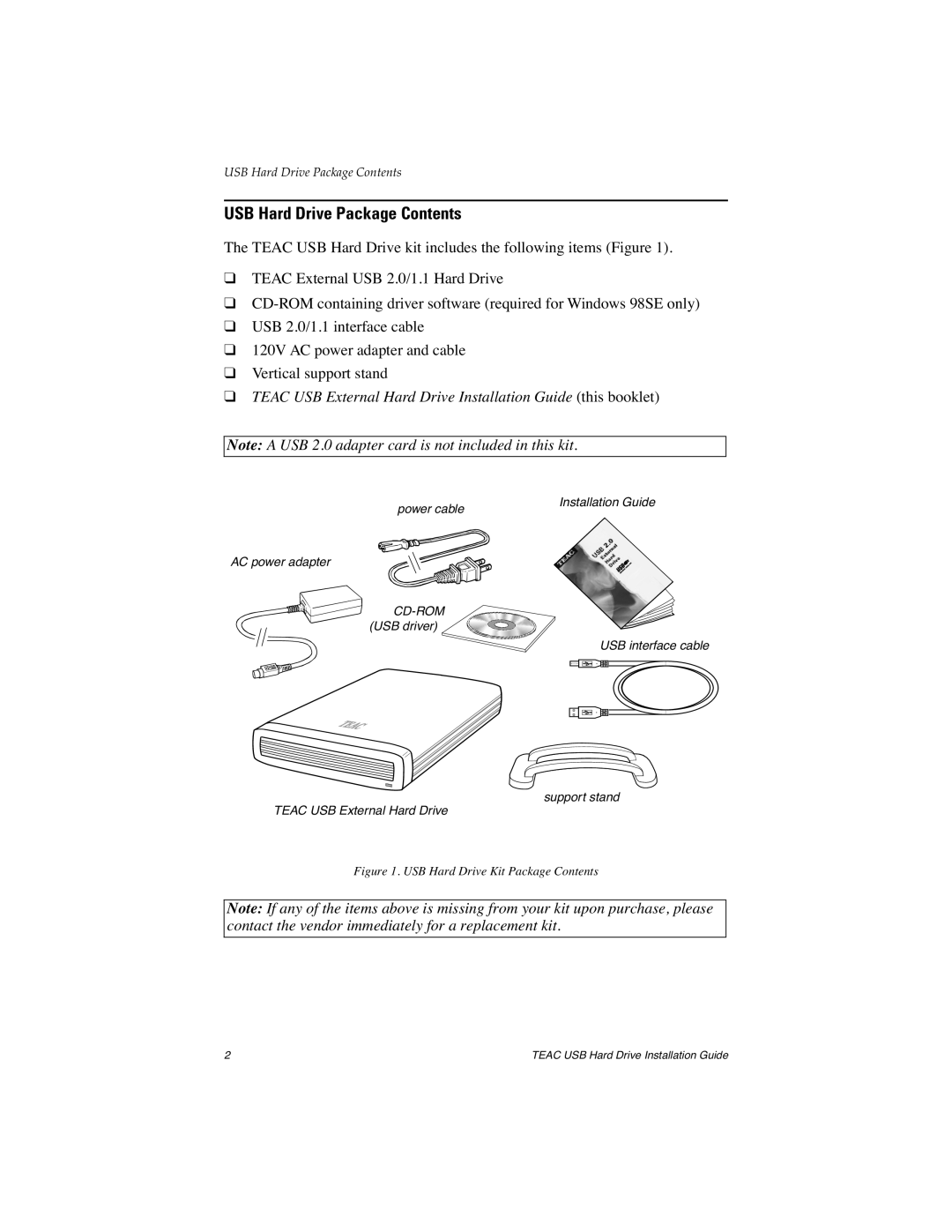 EDGE Tech HD3U-500, HD3U-40 manual USB Hard Drive Package Contents 