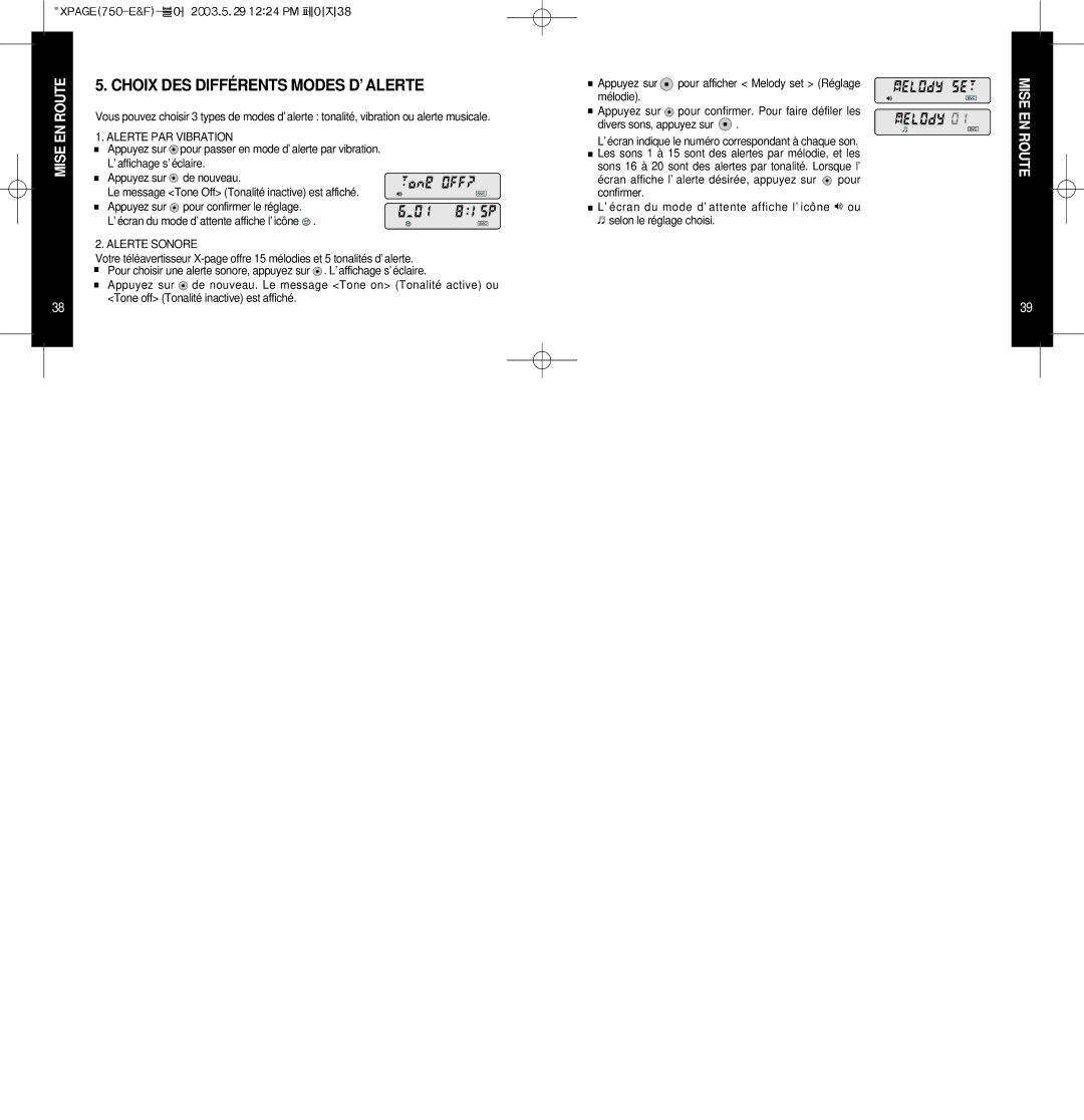 EDGE Tech X-PAGE user manual Choix DES Différents Modes D’ Alerte, Alerte PAR Vibration, Alerte Sonore 