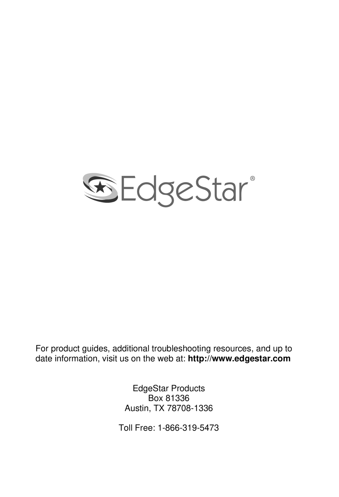 EdgeStar AP10000HW owner manual EdgeStar Products Box Austin, TX Toll Free 