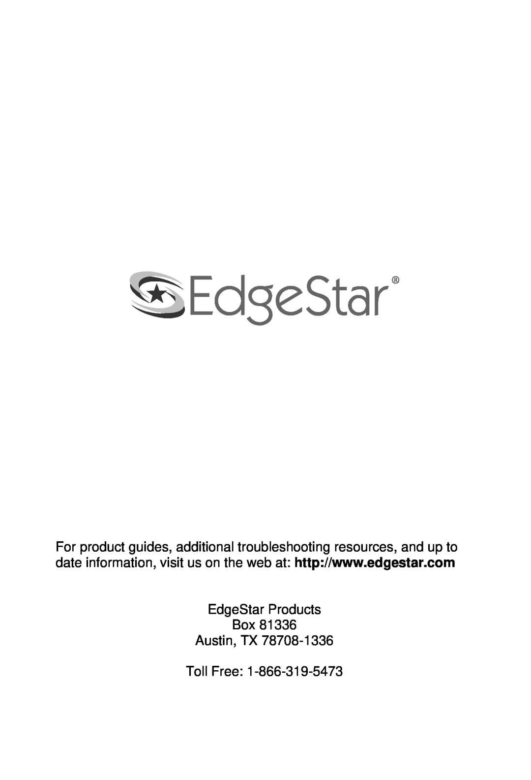 EdgeStar AP10000HW owner manual EdgeStar Products Box Austin, TX Toll Free 