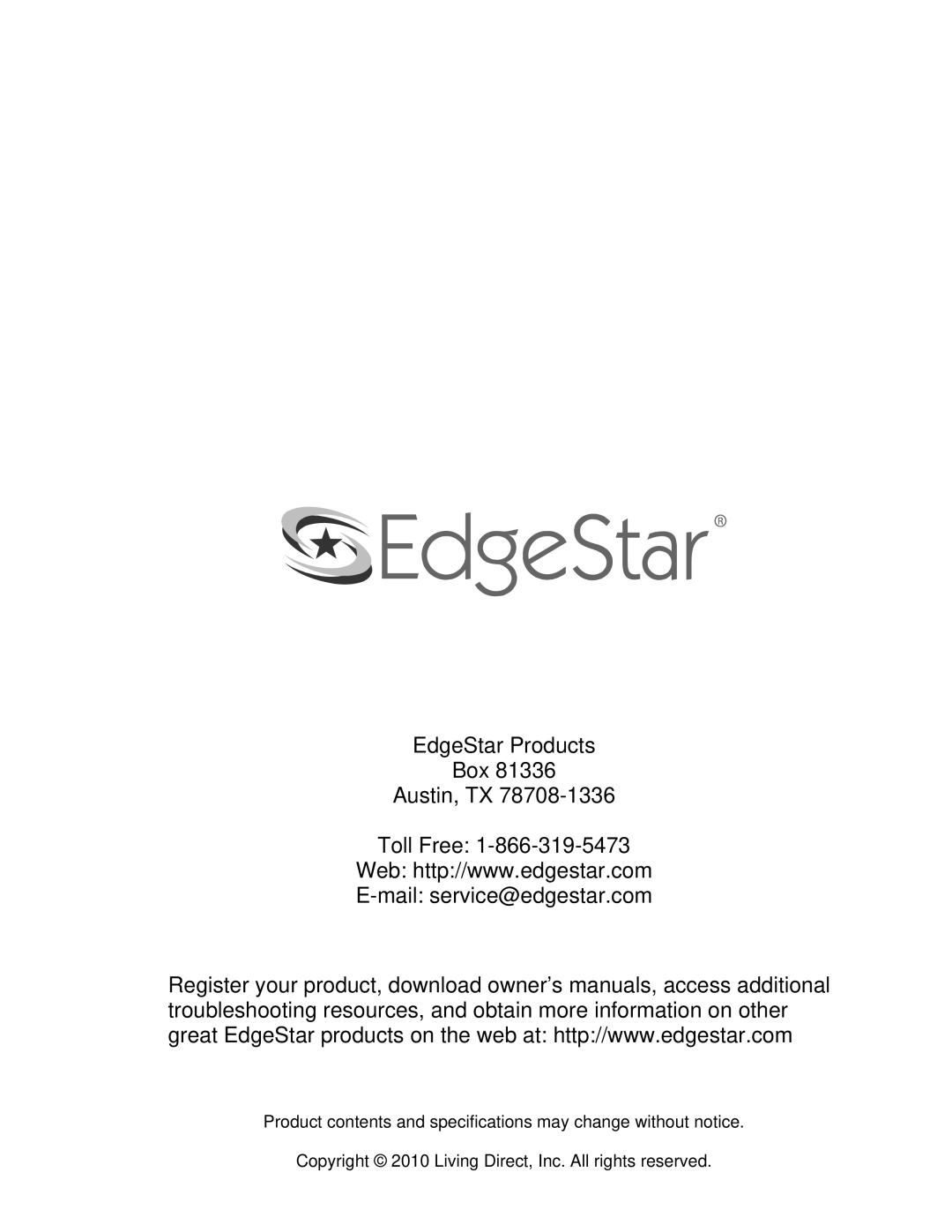 EdgeStar AP10001B owner manual 