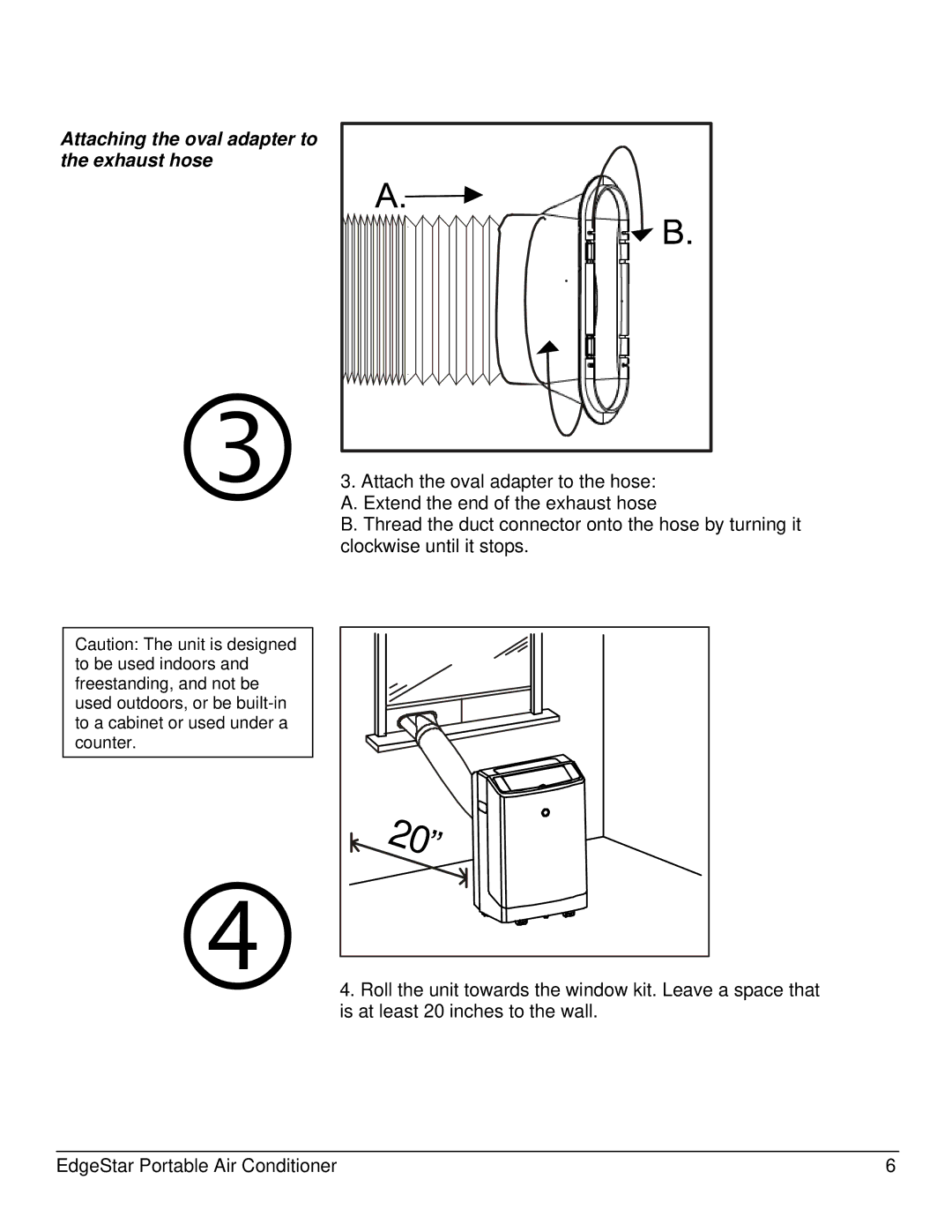 EdgeStar AP10001B owner manual Attaching the oval adapter to the exhaust hose 