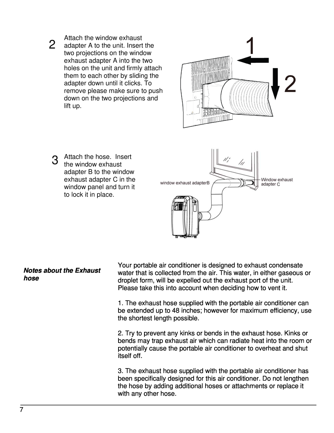 EdgeStar AP10002BL owner manual Notes about the Exhaust hose 