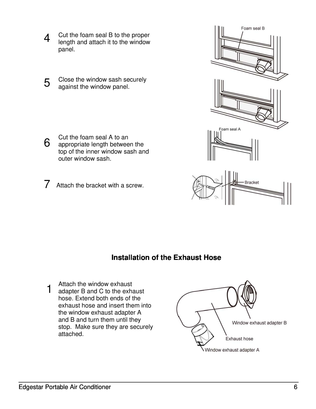 EdgeStar AP10002BL owner manual Installation of the Exhaust Hose 
