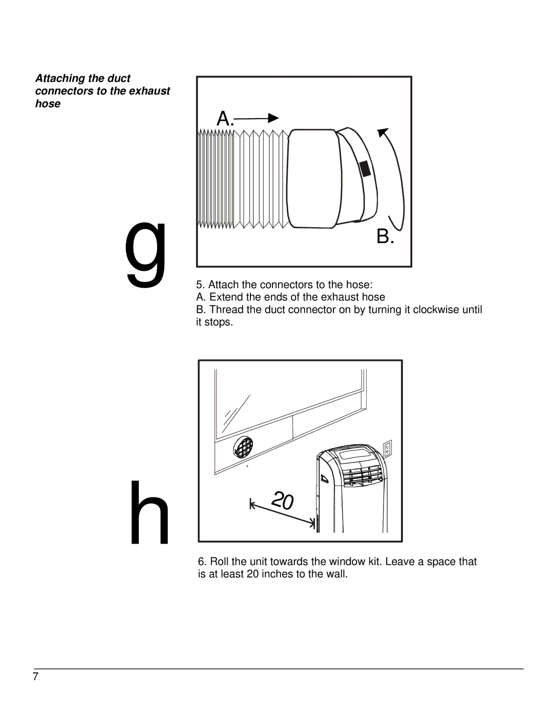 EdgeStar AP12000HS owner manual Attaching the duct connectors to the exhaust hose 