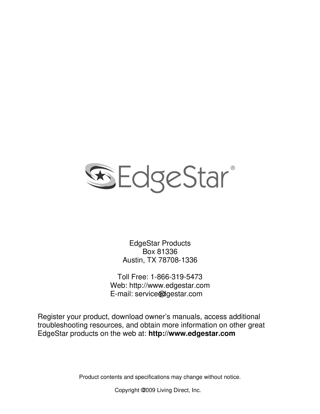 EdgeStar AP12000HS owner manual 