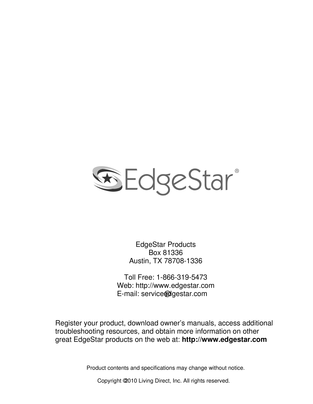 EdgeStar AP12000S-1 owner manual 