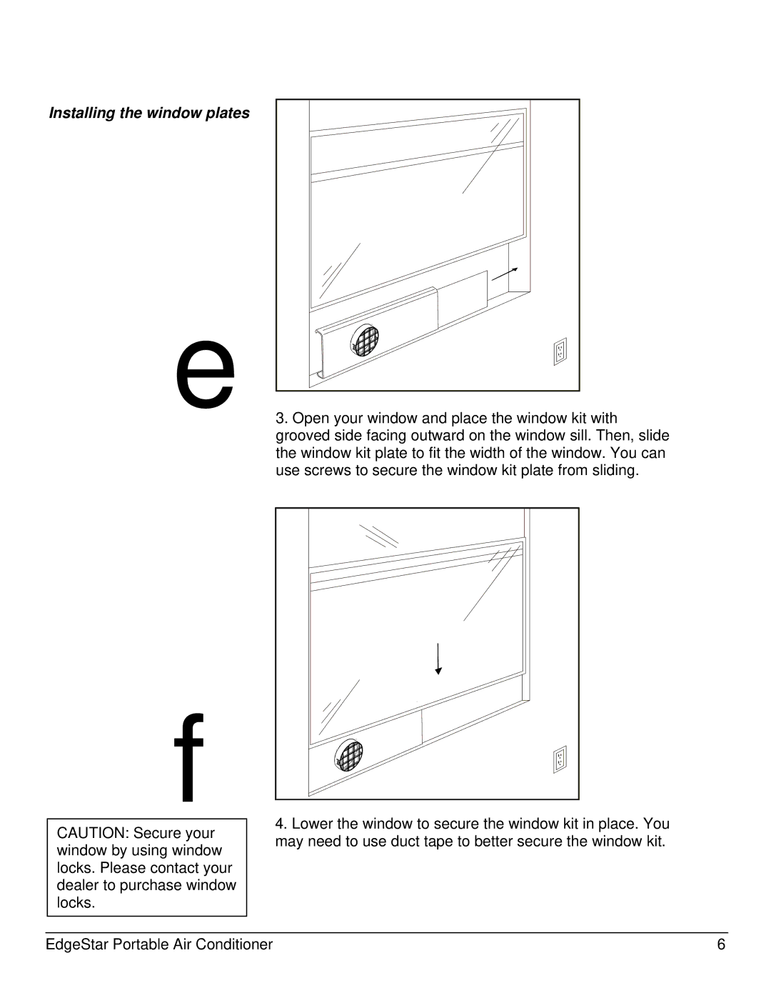 EdgeStar AP12000S-1 owner manual Installing the window plates 