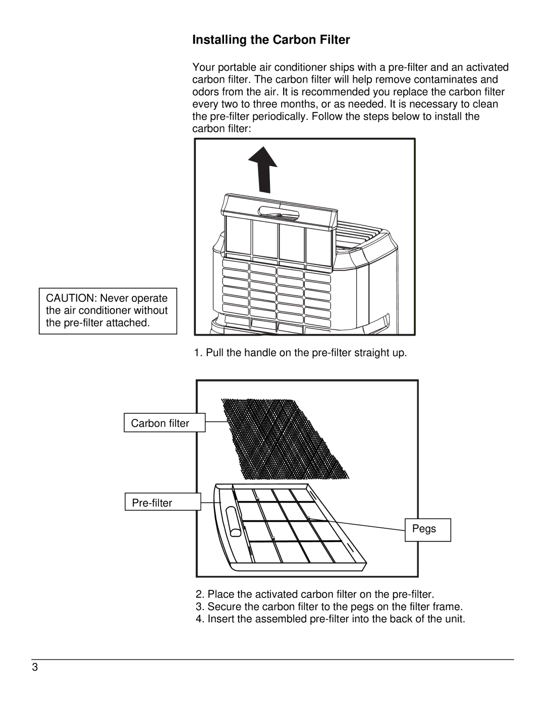 EdgeStar AP12005ECO owner manual Installing the Carbon Filter 