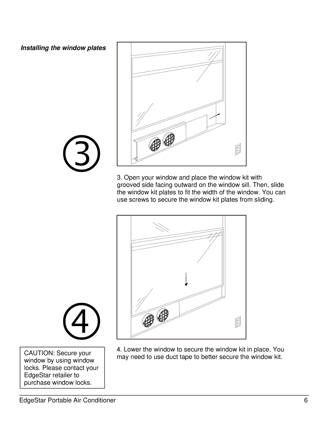 EdgeStar AP14000W owner manual Installing the window plates 