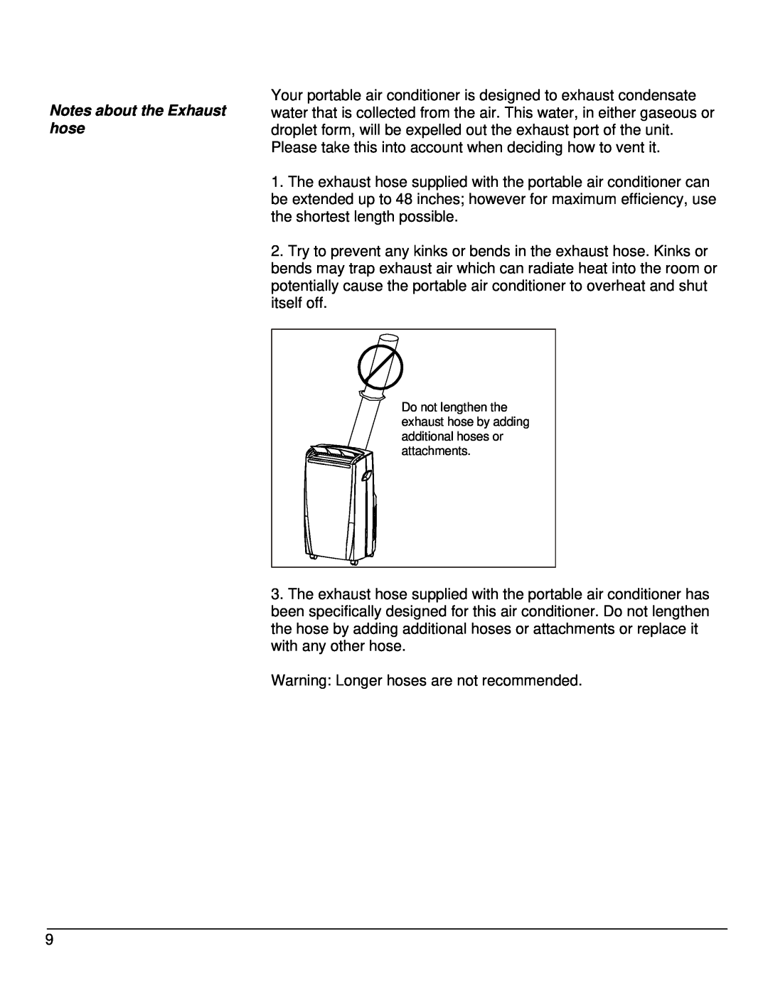 EdgeStar AP14000W owner manual Notes about the Exhaust hose 
