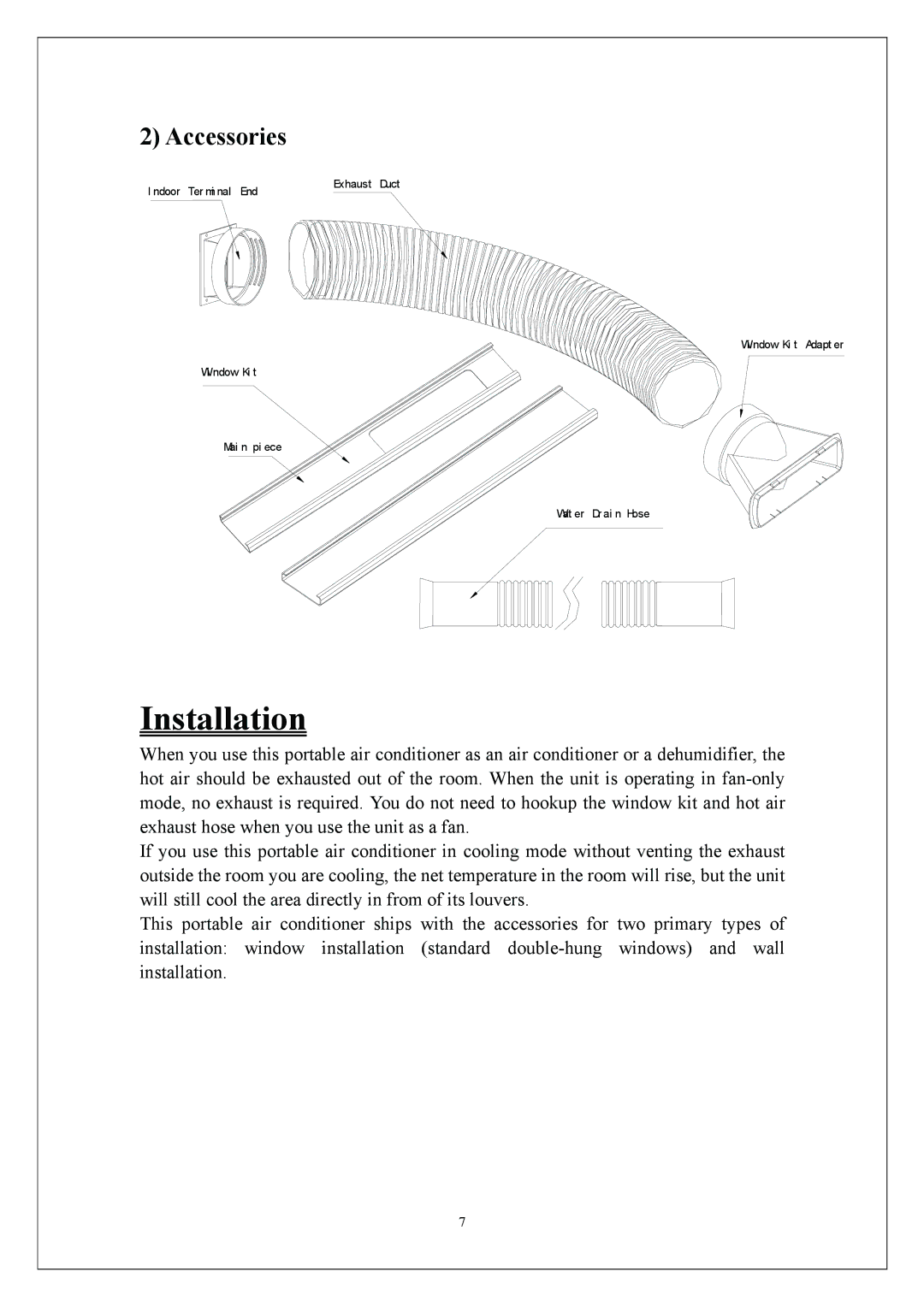 EdgeStar AP310SS manual Installation, Accessories 