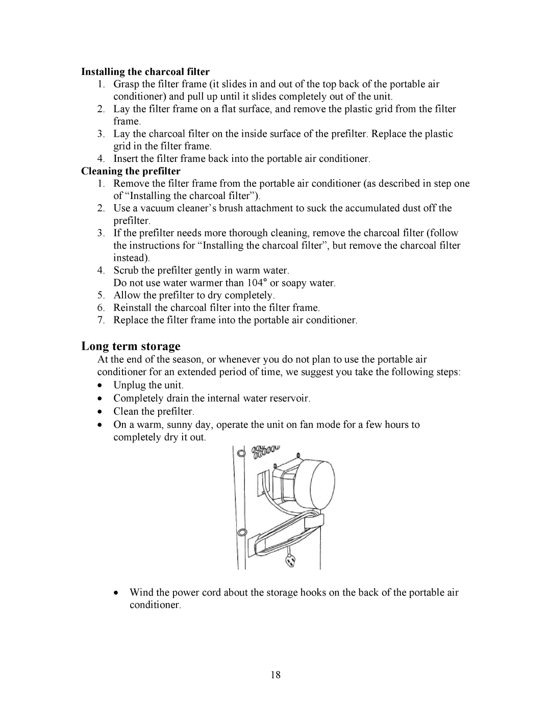 EdgeStar AP410HS manual Long term storage, Installing the charcoal filter, Cleaning the prefilter 