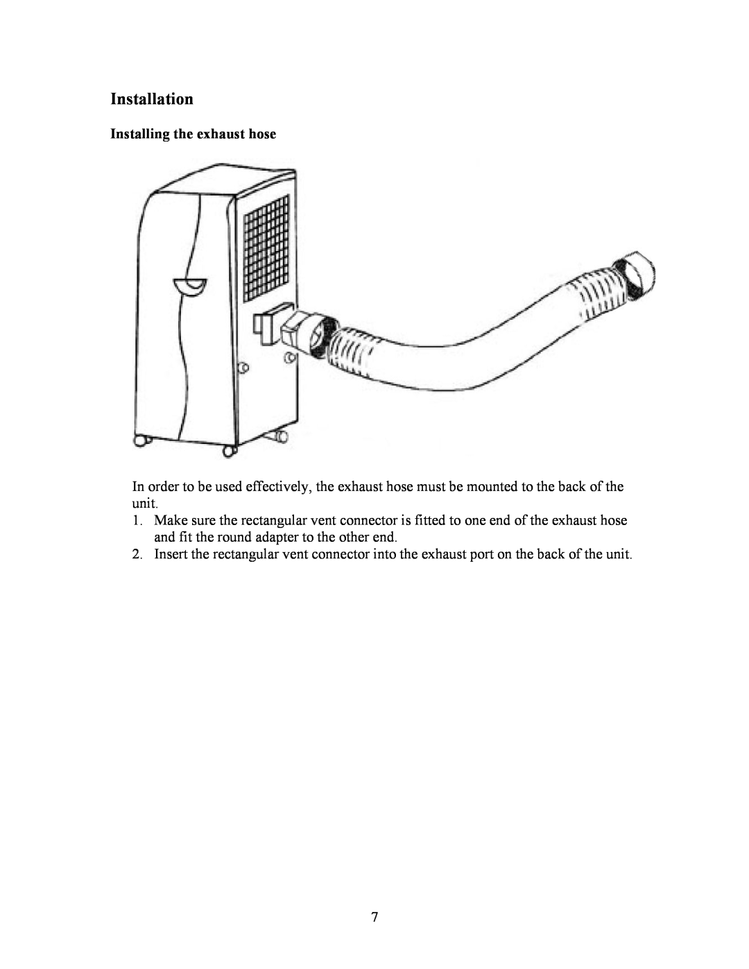 EdgeStar AP410HS manual Installation, Installing the exhaust hose 