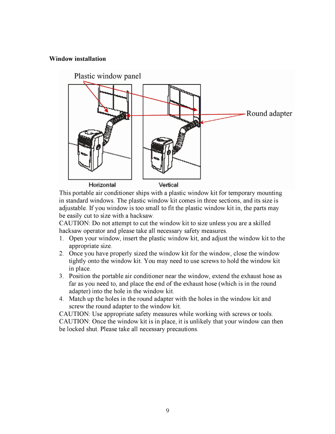 EdgeStar AP410W manual Window installation 