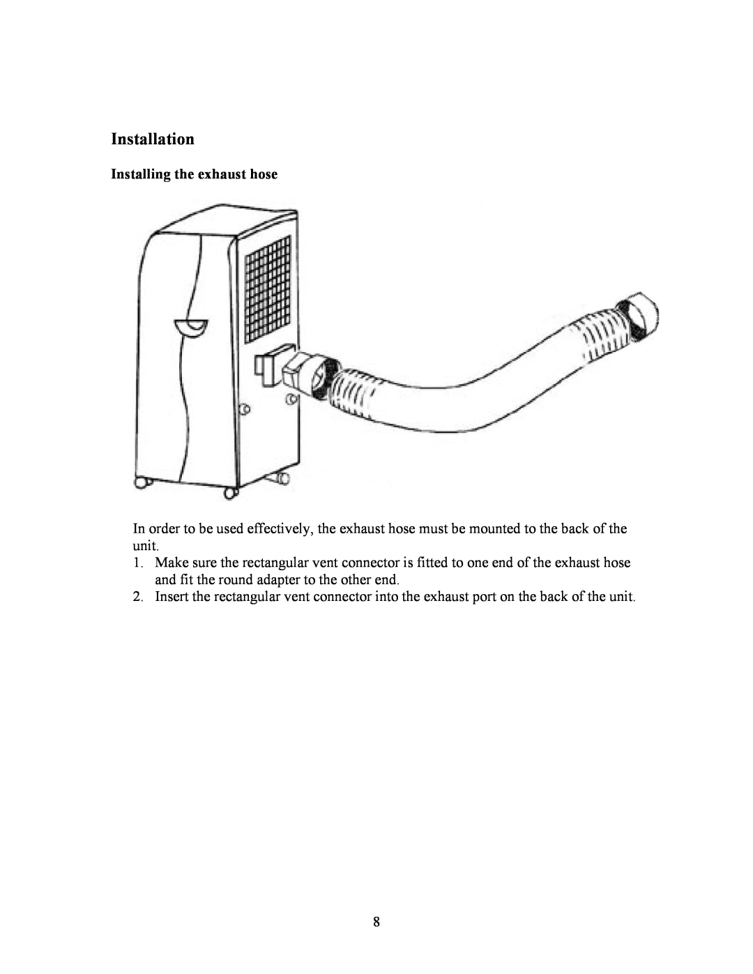 EdgeStar AP410W manual Installation, Installing the exhaust hose 