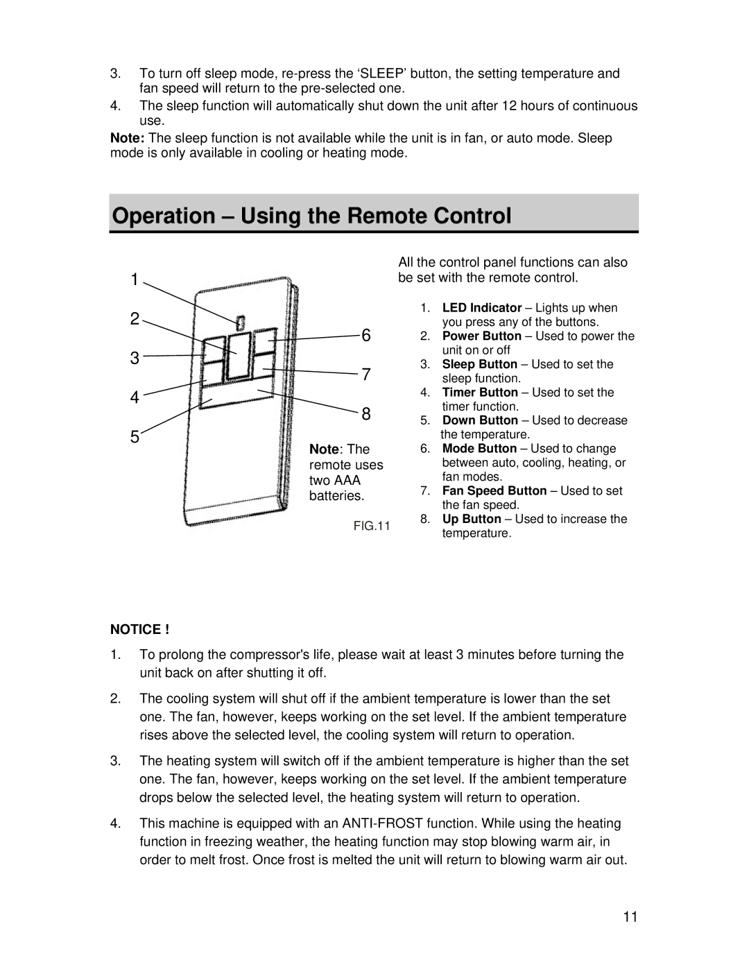 EdgeStar AP420HS owner manual Operation Using the Remote Control 