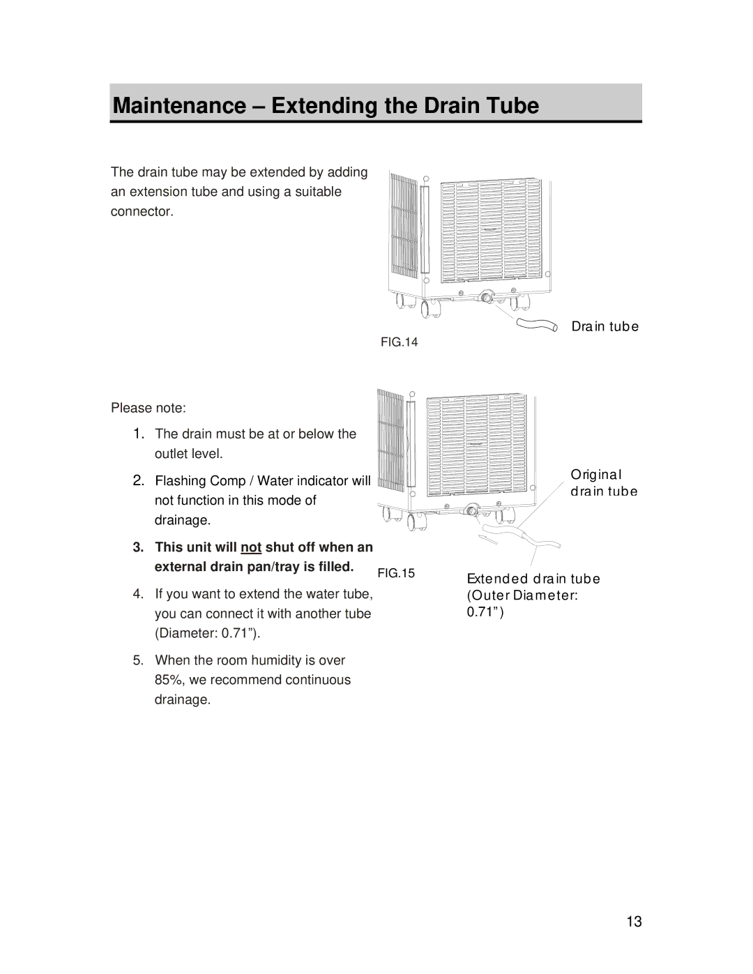 EdgeStar AP420HS owner manual Maintenance Extending the Drain Tube 