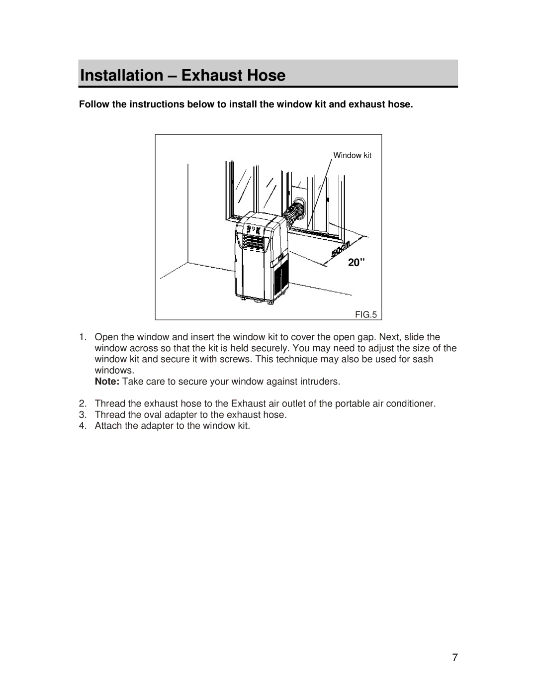 EdgeStar AP420HS owner manual Installation Exhaust Hose 