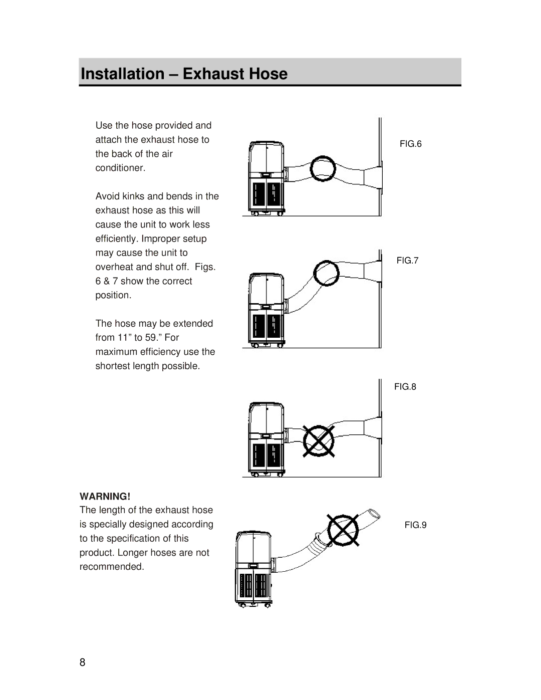 EdgeStar AP420HS owner manual Installation Exhaust Hose 