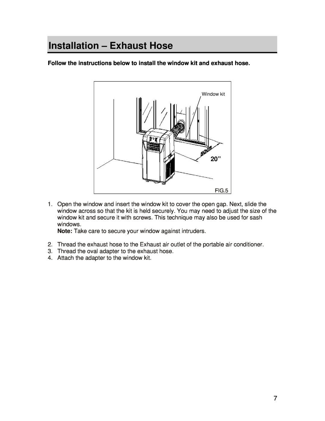 EdgeStar AP420HS owner manual Installation - Exhaust Hose 