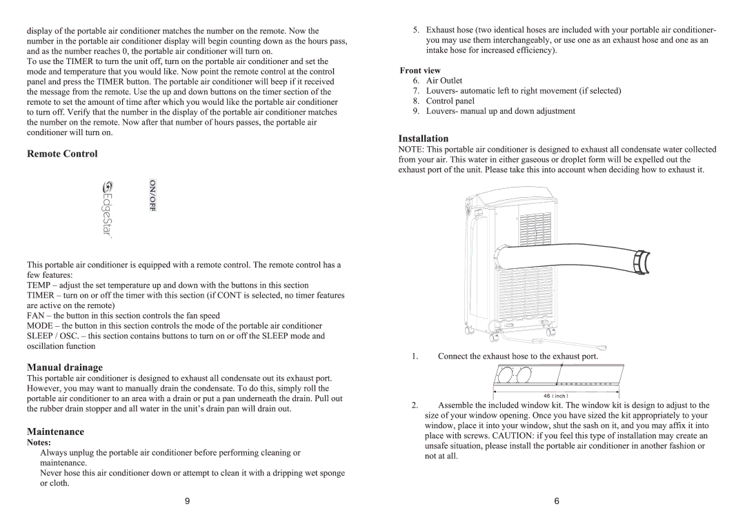 EdgeStar AP510 manual 