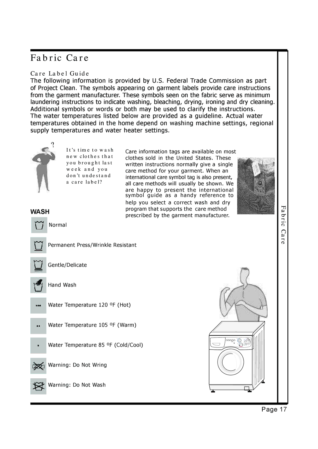 EdgeStar CW1200 installation instructions Fabric Care, Care Label Guide 