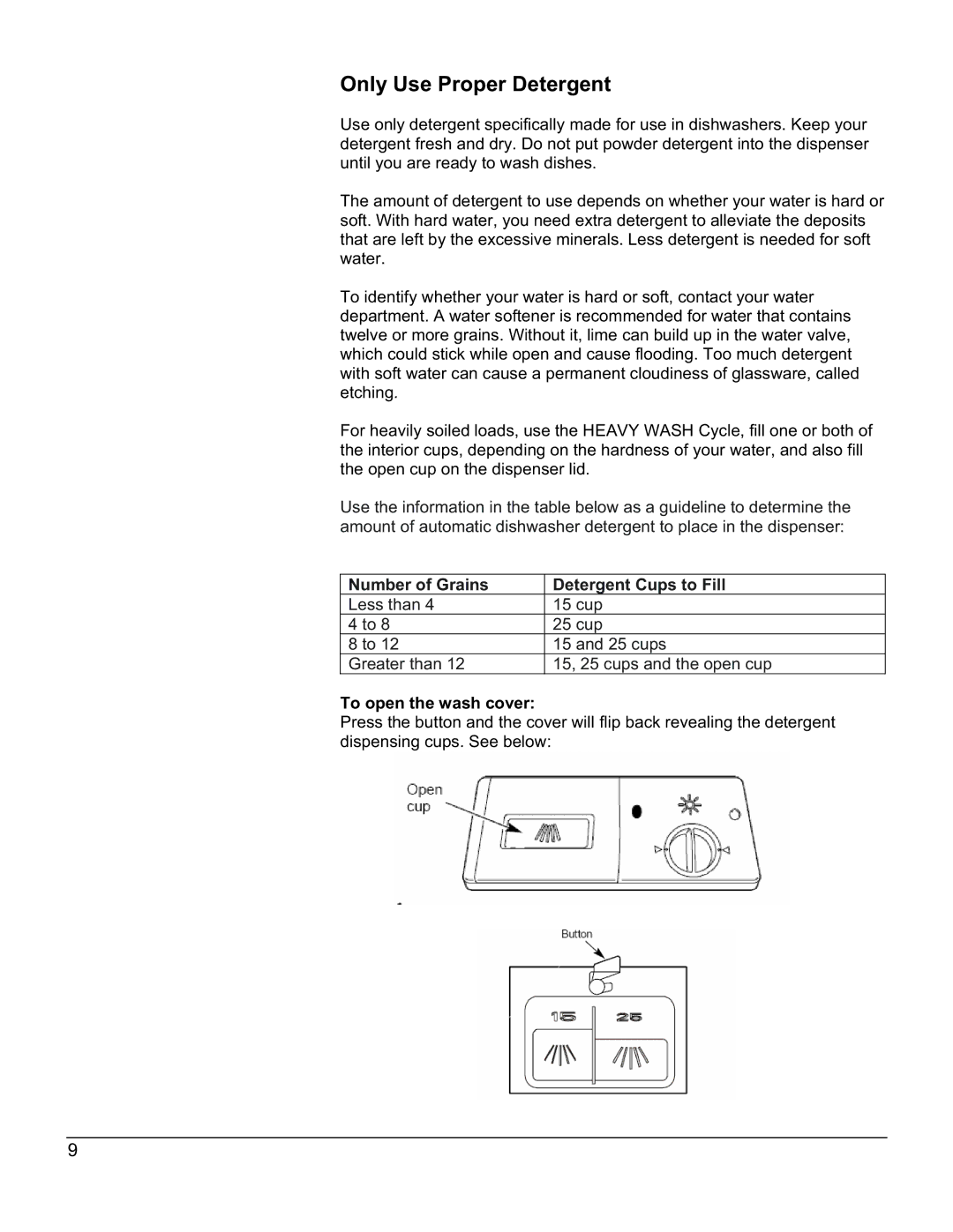 EdgeStar DWP60ES owner manual Only Use Proper Detergent, To open the wash cover 